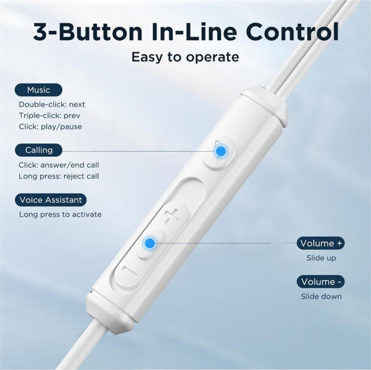 JOYRO0M JR-EC07 Type-C Metal Half In-Ear Wired Earphone, Length: 1.2m