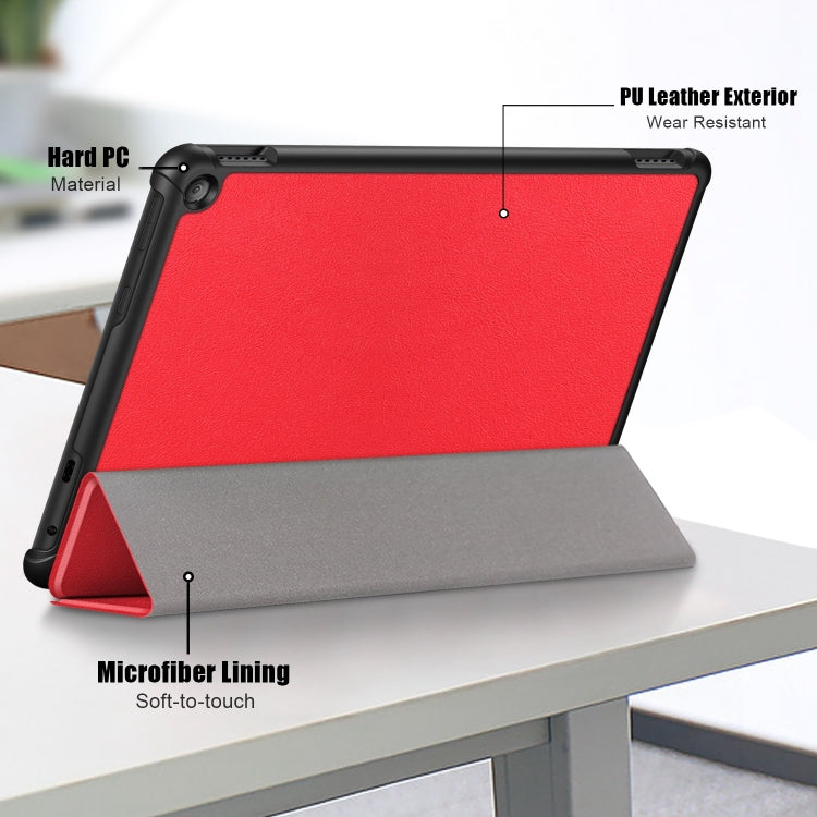 For Amazon Fire  HD 10 2023  Custer Pure Color 3-Fold Holder Smart Leather Tablet Case