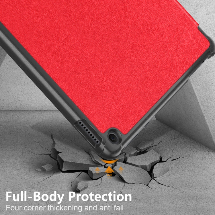 For Amazon Fire  HD 10 2023  Custer Pure Color 3-Fold Holder Smart Leather Tablet Case