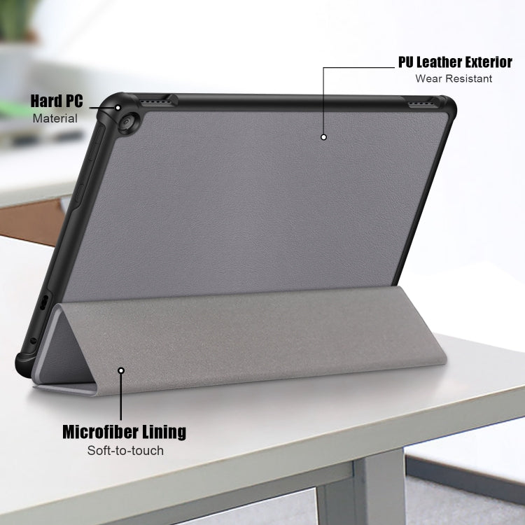 For Amazon Fire  HD 10 2023  Custer Pure Color 3-Fold Holder Smart Leather Tablet Case
