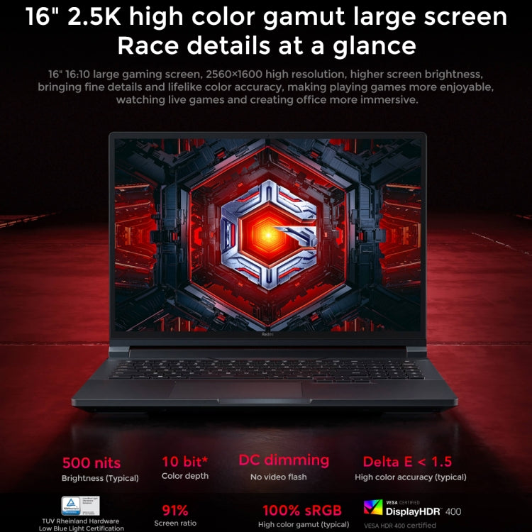 Xiaomi Redmi G 16 inch Gaming Laptop, 16GB+512GB, Windows 11 Home Chinese Version, Intel 12th Gen Core i7-12650H Deca Core RTX3050 Discrete Graphics(Dark Grey)