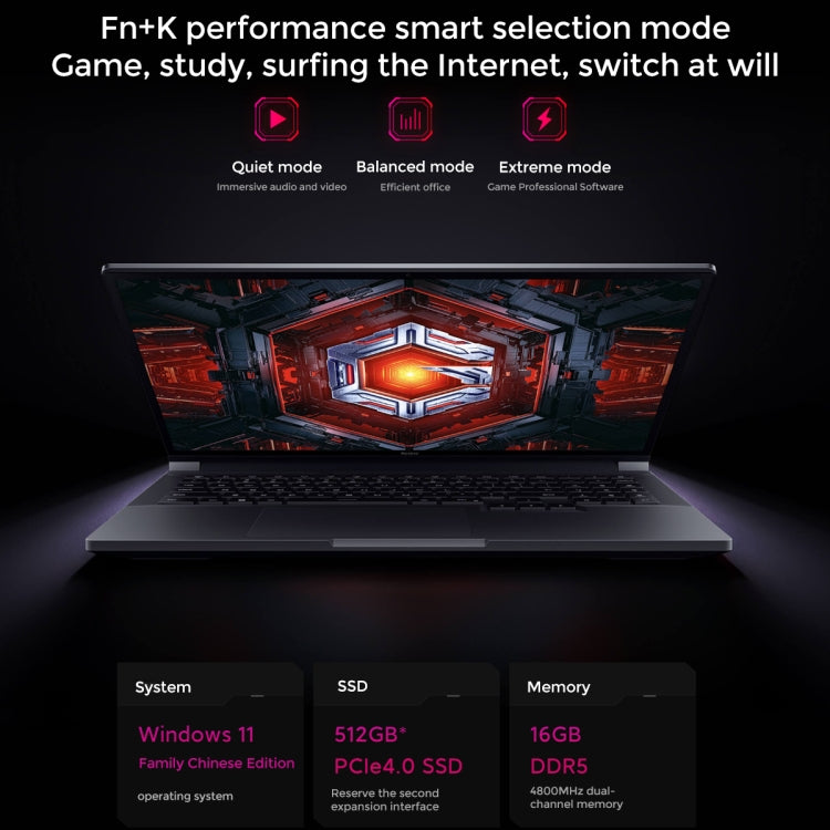 Xiaomi Redmi G Pro 16 inch Gaming Laptop, 16GB+512GB, Windows 11 Home Chinese Version, AMD Ryzen 7 6800H Octa Core RTX3060 Discrete Graphics(Dark Grey)