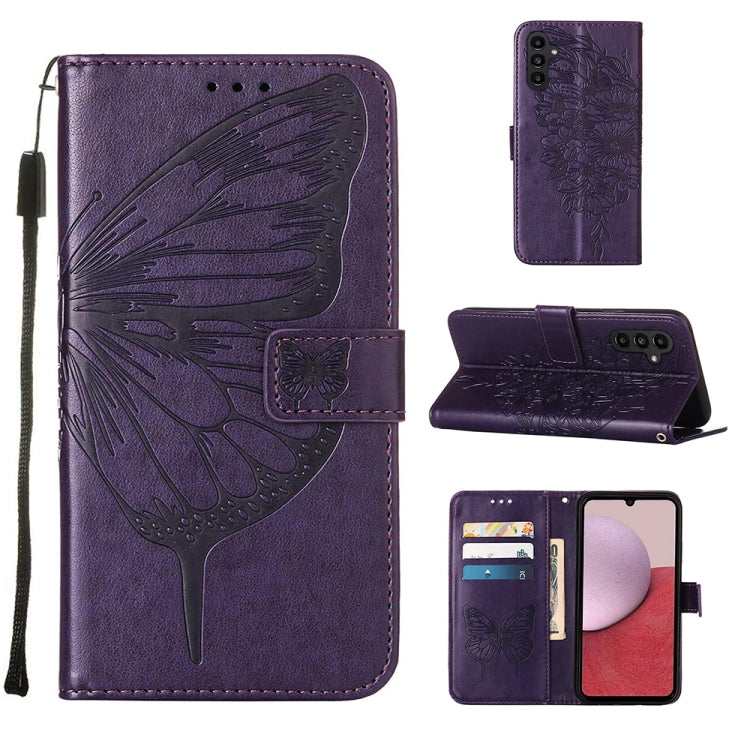 For Samsung Galaxy A25 5G / A24 Embossed Butterfly Leather Phone Case