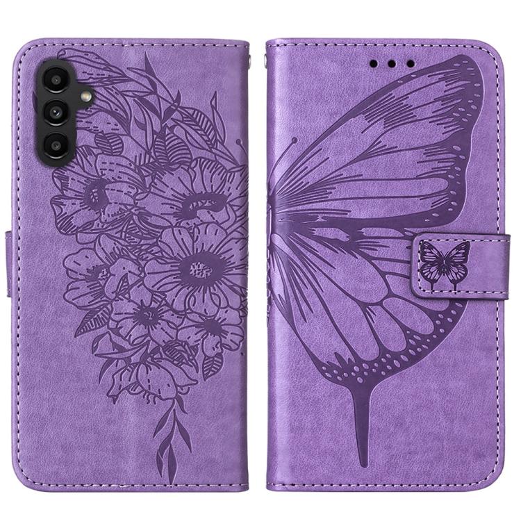 For Samsung Galaxy A24 4G Embossed Butterfly Leather Phone Case