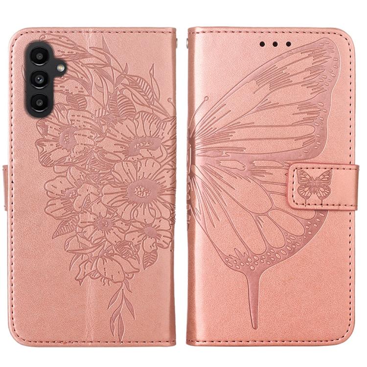 For Samsung Galaxy A24 4G Embossed Butterfly Leather Phone Case