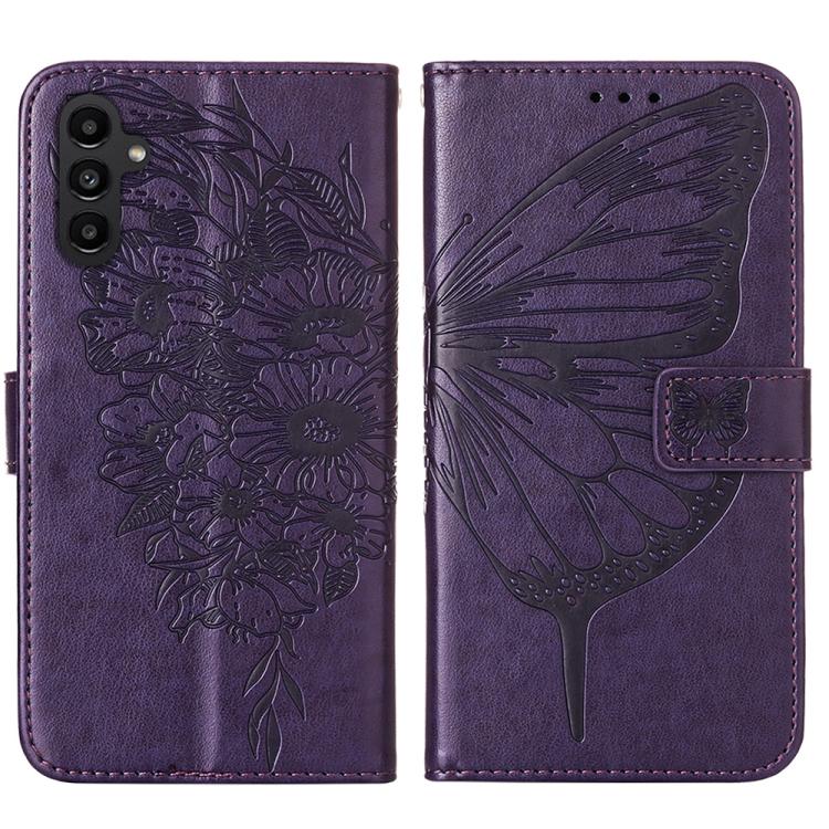 For Samsung Galaxy A24 4G Embossed Butterfly Leather Phone Case