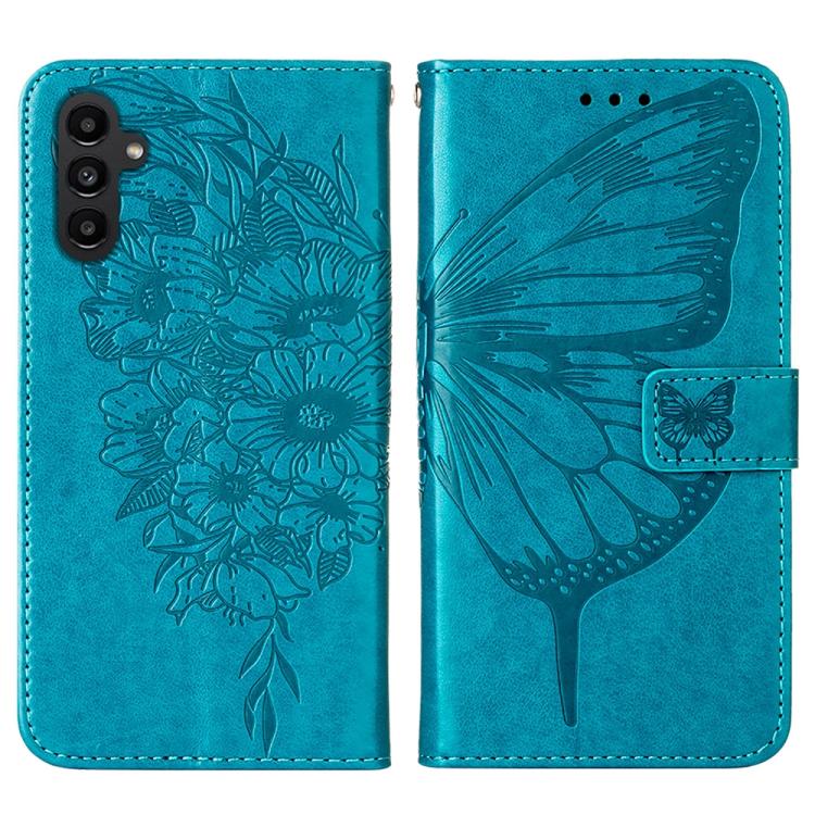 For Samsung Galaxy A24 4G Embossed Butterfly Leather Phone Case