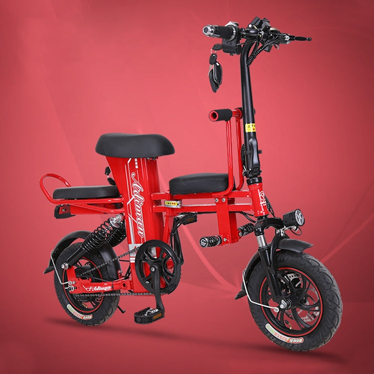 Adiman A1 Adult Folding Electric Bicycle Mini Scooter Three Seats Electromobile with Power Display Screen & LED Front Light & 11A Lithium Battery(Red)