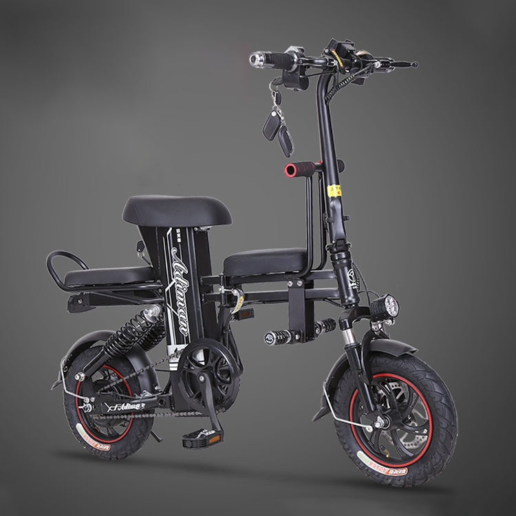 Adiman A1 Adult Folding Electric Bicycle Mini Scooter Three Seats Electromobile with Power Display Screen & LED Front Light & 25A Lithium Battery