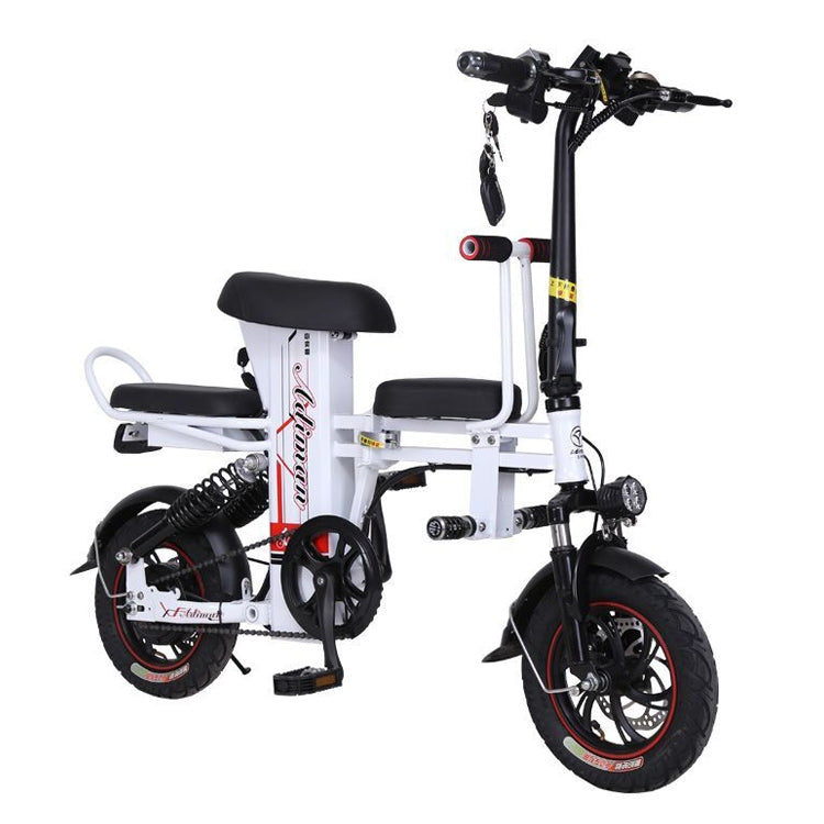 Adiman A1 Adult Folding Electric Bicycle Mini Scooter Three Seats Electromobile with Power Display Screen & LED Front Light & 25A Lithium Battery