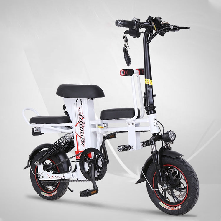 Adiman A1 Adult Folding Electric Bicycle Mini Scooter Three Seats Electromobile with Power Display Screen & LED Front Light & 25A Lithium Battery