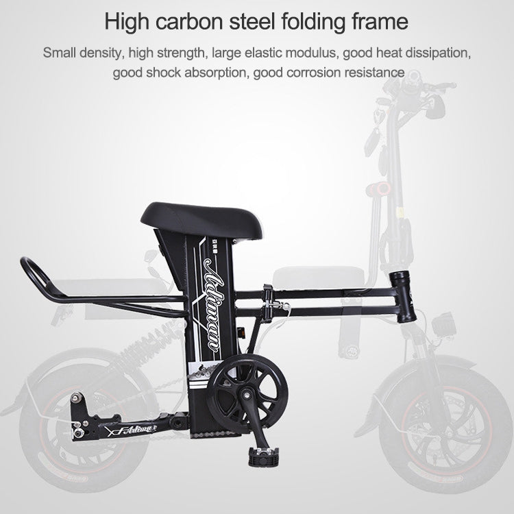 Adiman A1 Adult Folding Electric Bicycle Mini Scooter Three Seats Electromobile with Power Display Screen & LED Front Light & 25A Lithium Battery