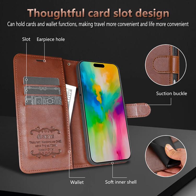 For iPhone 17 Pro AZNS Sheepskin Texture Flip Leather Phone Case