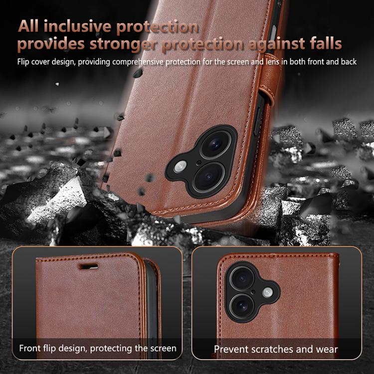 For iPhone 17 AZNS Sheepskin Texture Flip Leather Phone Case