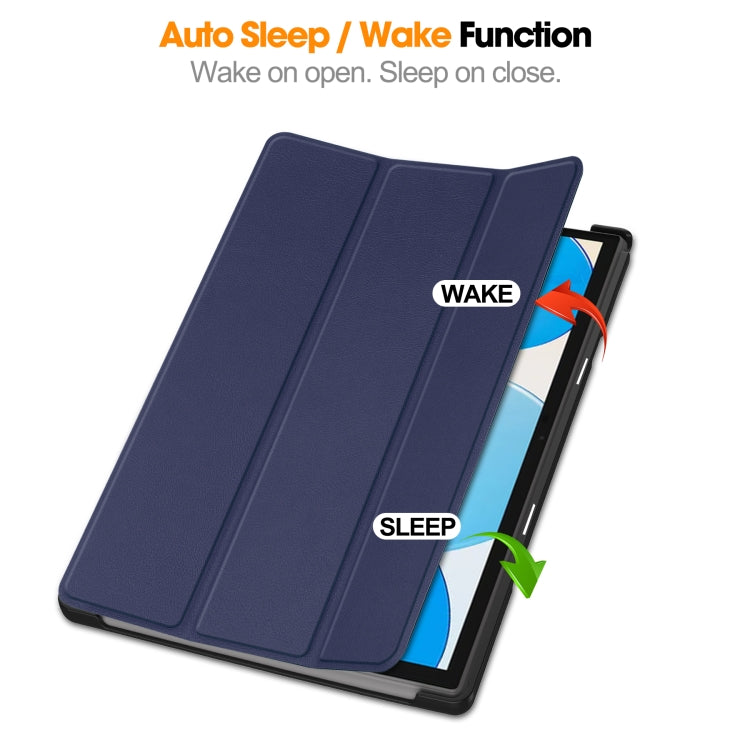 For Teclast M40 Pro 2023 Custer Pure Color 3-Fold Holder Leather Tablet Case