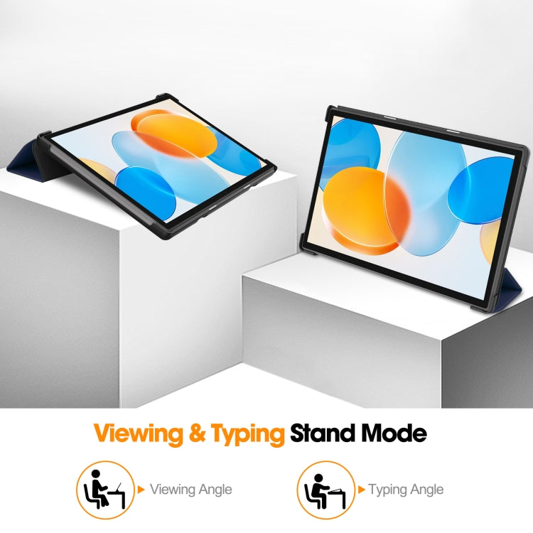 For Teclast M40 Pro 2023 Custer Pure Color 3-Fold Holder Leather Tablet Case