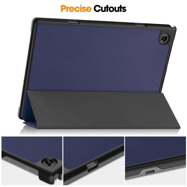 For Teclast M40 Pro 2023 Custer Pure Color 3-Fold Holder Leather Tablet Case