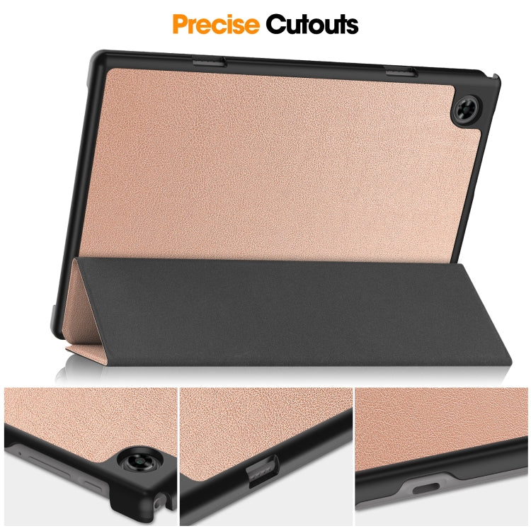 For Teclast M40 Pro 2023 Custer Pure Color 3-Fold Holder Leather Tablet Case