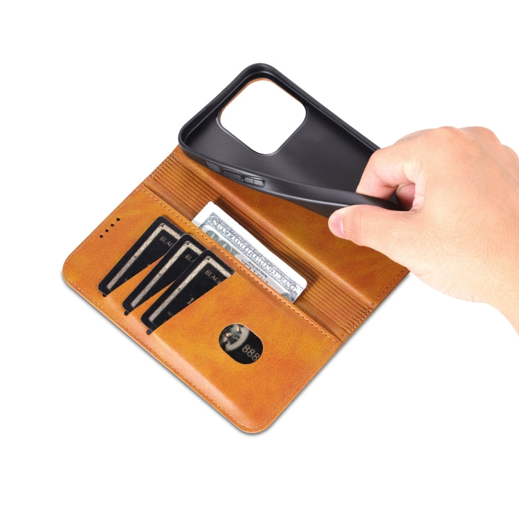 For iPhone 16 Pro Max AZNS Magnetic Calf Texture Flip Leather Phone Case