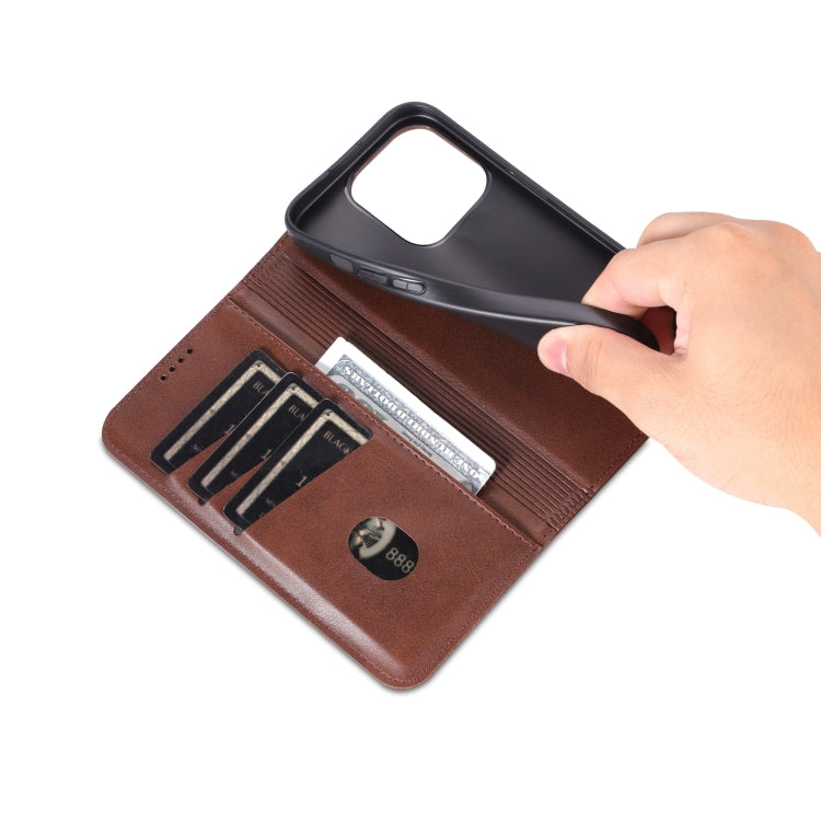 For iPhone 16 Pro Max AZNS Magnetic Calf Texture Flip Leather Phone Case