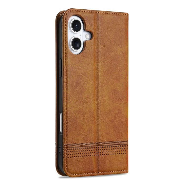 For iPhone 16 AZNS Magnetic Calf Texture Flip Leather Phone Case