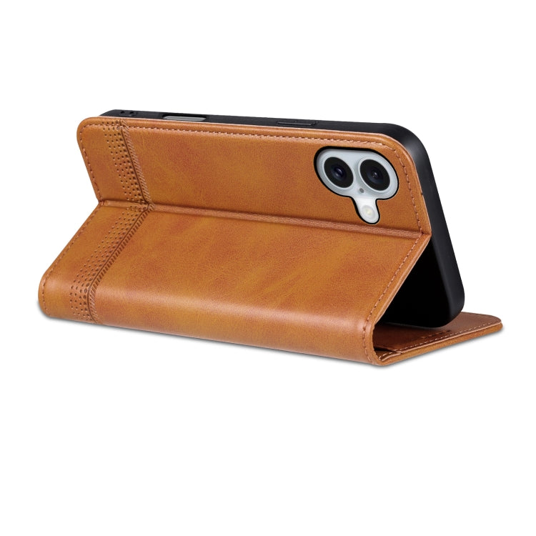 For iPhone 16 AZNS Magnetic Calf Texture Flip Leather Phone Case