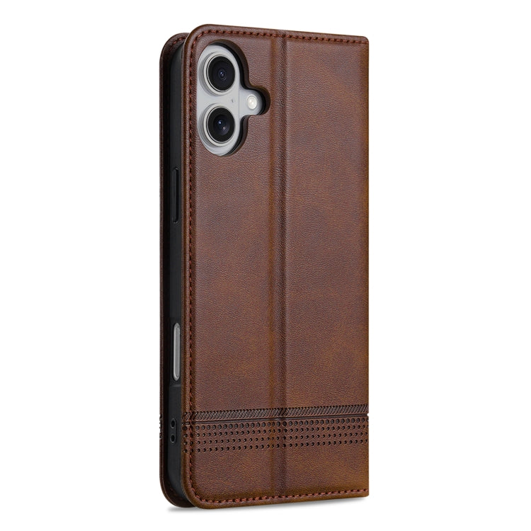 For iPhone 16 AZNS Magnetic Calf Texture Flip Leather Phone Case