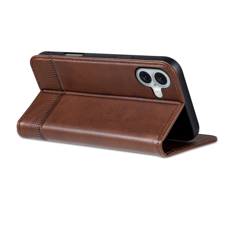 For iPhone 16 AZNS Magnetic Calf Texture Flip Leather Phone Case