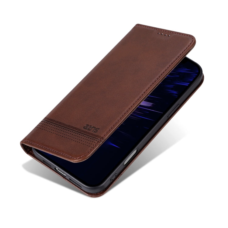 For iPhone 16 AZNS Magnetic Calf Texture Flip Leather Phone Case