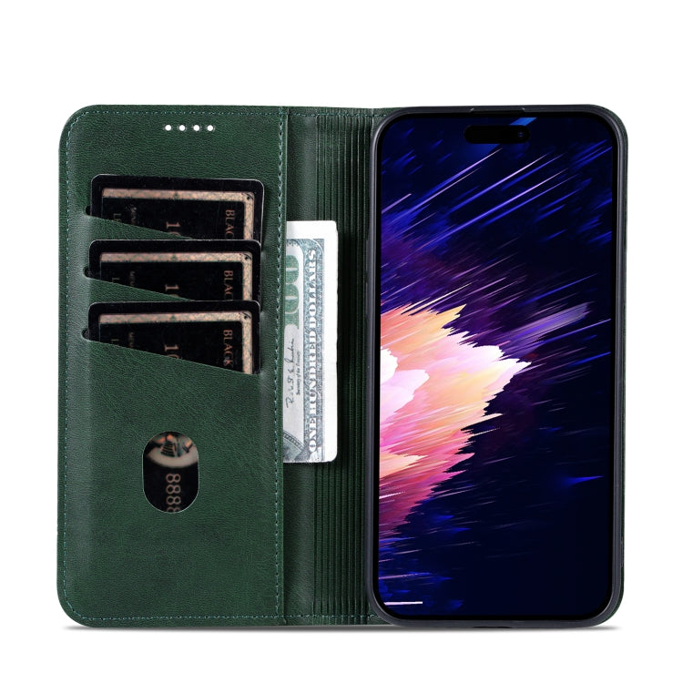 For iPhone 16 AZNS Magnetic Calf Texture Flip Leather Phone Case