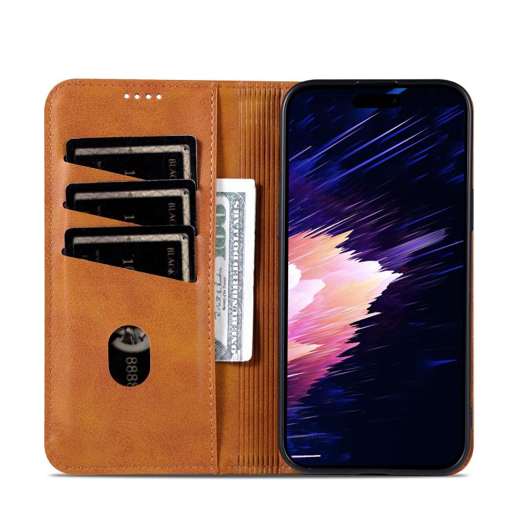 For iPhone 17e / 16e AZNS Magnetic Calf Texture Flip Leather Phone Case