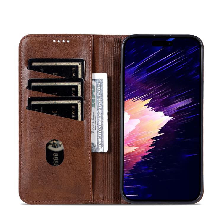 For iPhone 17e / 16e AZNS Magnetic Calf Texture Flip Leather Phone Case