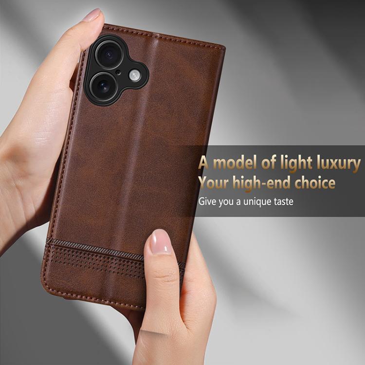 For iPhone 17 AZNS Magnetic Calf Texture Flip Leather Phone Case