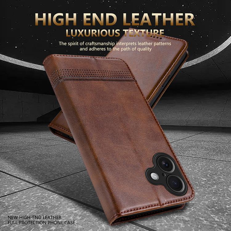 For iPhone 17 AZNS Magnetic Calf Texture Flip Leather Phone Case