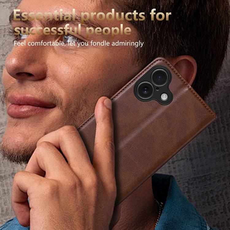 For iPhone 17 AZNS Magnetic Calf Texture Flip Leather Phone Case