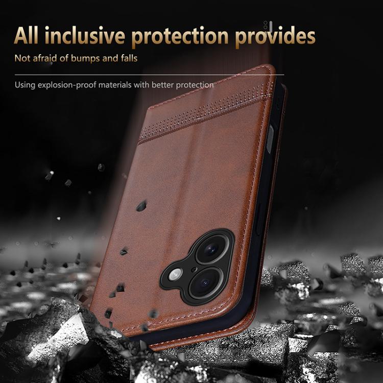 For iPhone 17 AZNS Magnetic Calf Texture Flip Leather Phone Case
