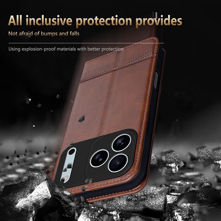 For iPhone 17 Pro AZNS Magnetic Calf Texture Flip Leather Phone Case