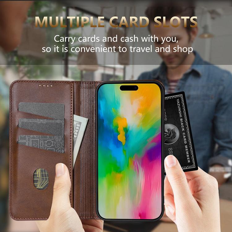 For iPhone 17 Pro AZNS Magnetic Calf Texture Flip Leather Phone Case