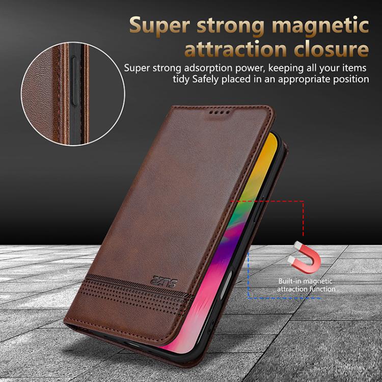 For iPhone 17 Pro Max AZNS Magnetic Calf Texture Flip Leather Phone Case