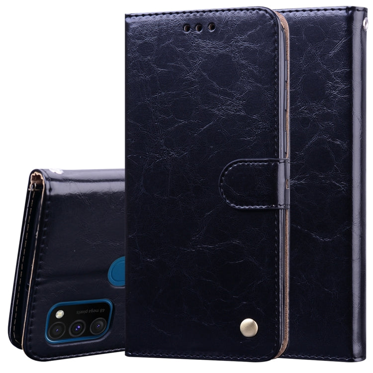For Samsung Galaxy M21 Business Style Oil Wax Texture Horizontal Flip Leather Case with Holder & Card Slots & Wallet