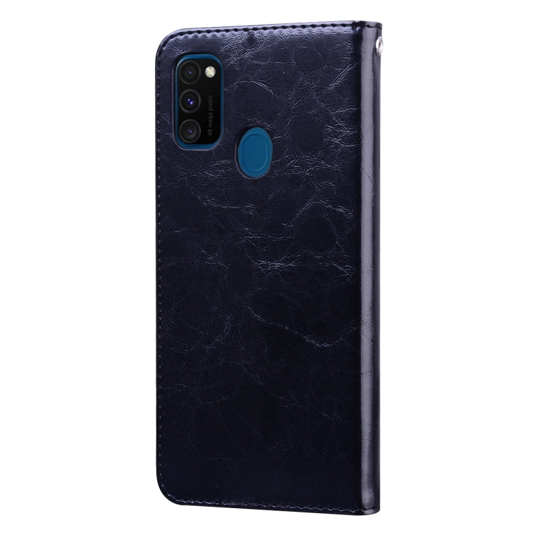 For Samsung Galaxy M21 Business Style Oil Wax Texture Horizontal Flip Leather Case with Holder & Card Slots & Wallet