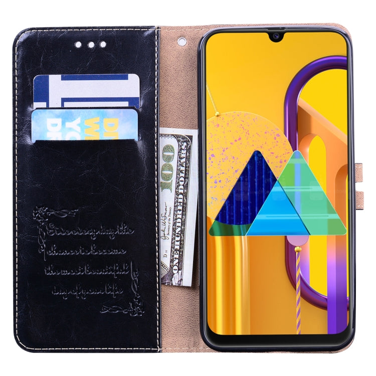 For Samsung Galaxy M21 Business Style Oil Wax Texture Horizontal Flip Leather Case with Holder & Card Slots & Wallet