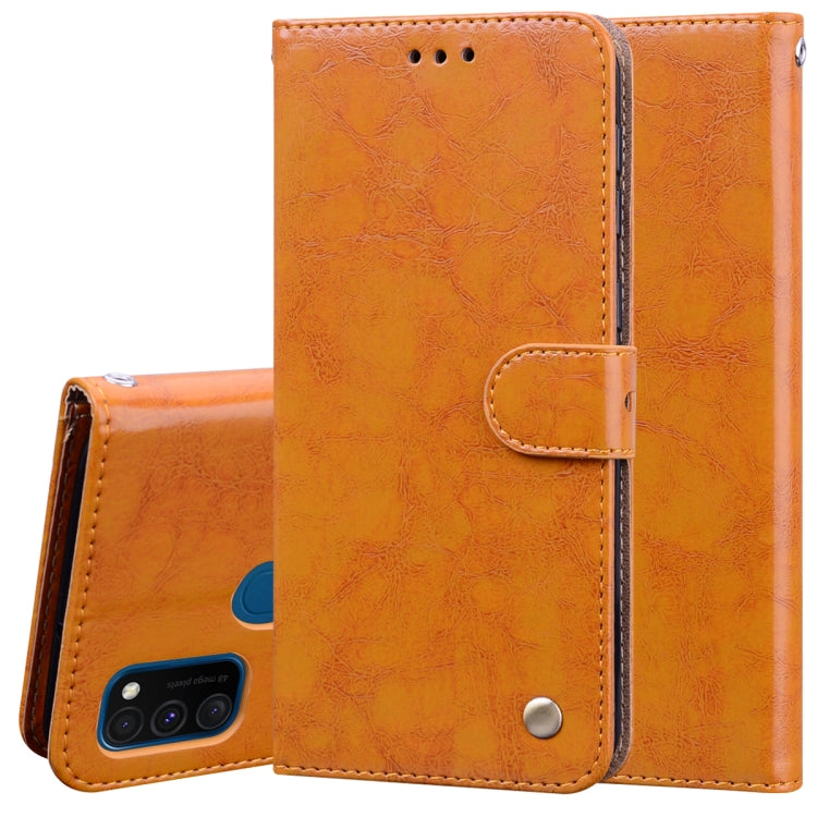 For Samsung Galaxy M21 Business Style Oil Wax Texture Horizontal Flip Leather Case with Holder & Card Slots & Wallet
