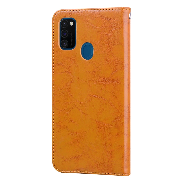 For Samsung Galaxy M21 Business Style Oil Wax Texture Horizontal Flip Leather Case with Holder & Card Slots & Wallet