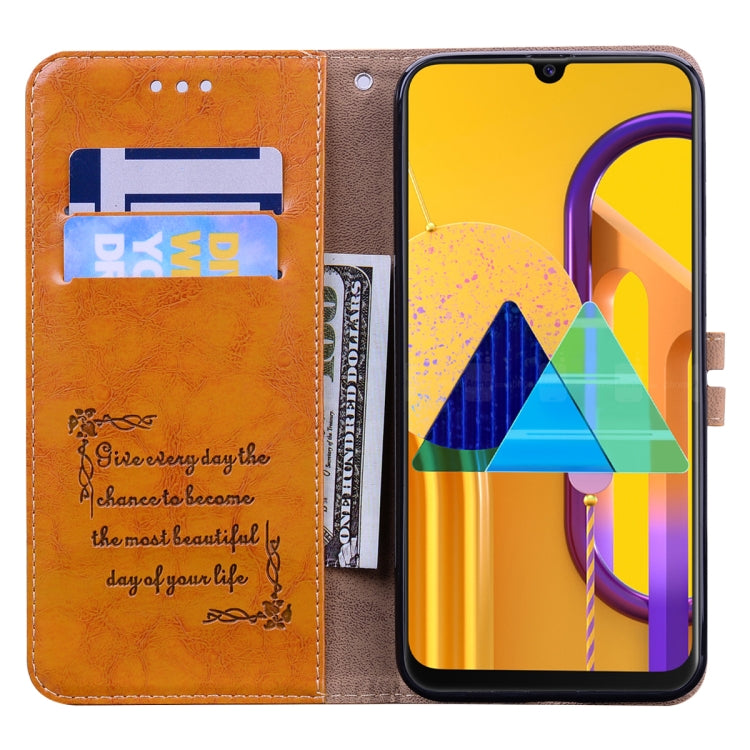For Samsung Galaxy M21 Business Style Oil Wax Texture Horizontal Flip Leather Case with Holder & Card Slots & Wallet