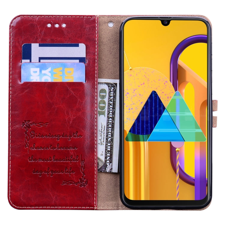 For Samsung Galaxy M21 Business Style Oil Wax Texture Horizontal Flip Leather Case with Holder & Card Slots & Wallet