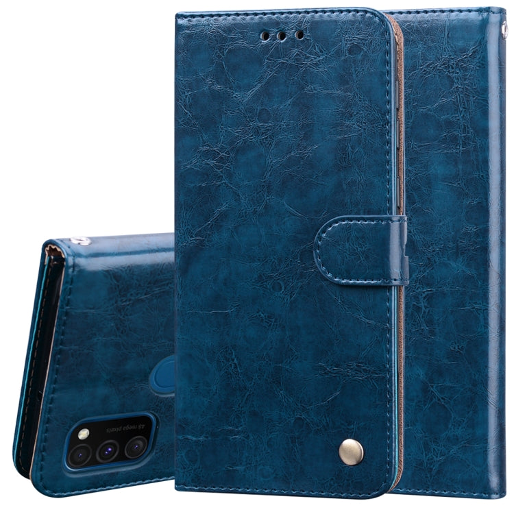 For Samsung Galaxy M21 Business Style Oil Wax Texture Horizontal Flip Leather Case with Holder & Card Slots & Wallet