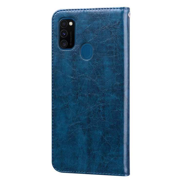 For Samsung Galaxy M21 Business Style Oil Wax Texture Horizontal Flip Leather Case with Holder & Card Slots & Wallet