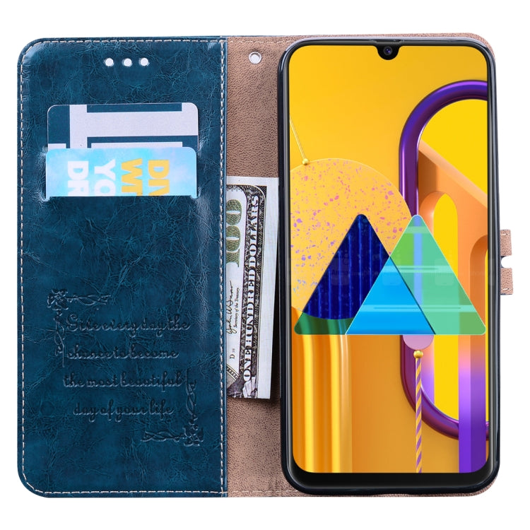 For Samsung Galaxy M21 Business Style Oil Wax Texture Horizontal Flip Leather Case with Holder & Card Slots & Wallet