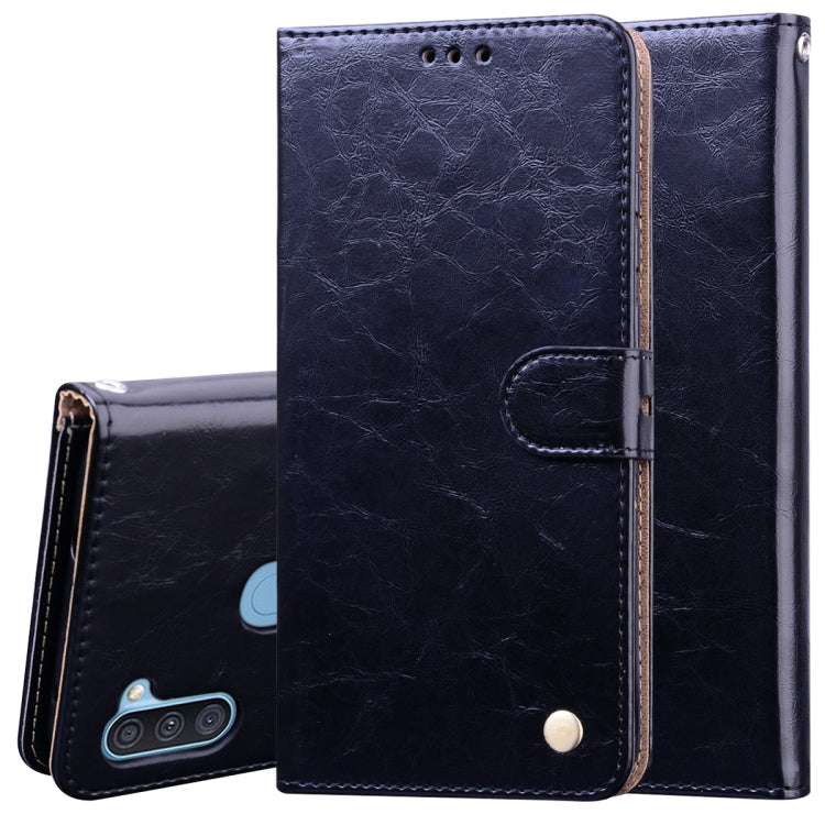 For Samsung Galaxy A11 Business Style Oil Wax Texture Horizontal Flip Leather Case with Holder & Card Slots & Wallet
